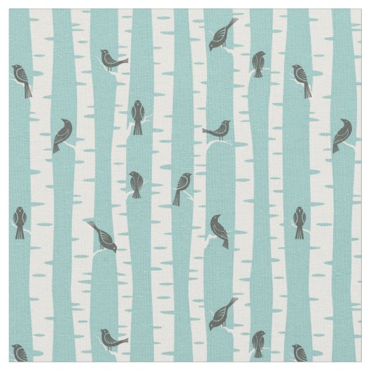 Patroon met vogels en bomen stof (Close Up)