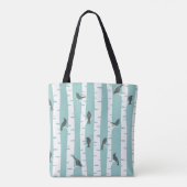 Patroon met vogels en bomen tote bag (Achterkant)