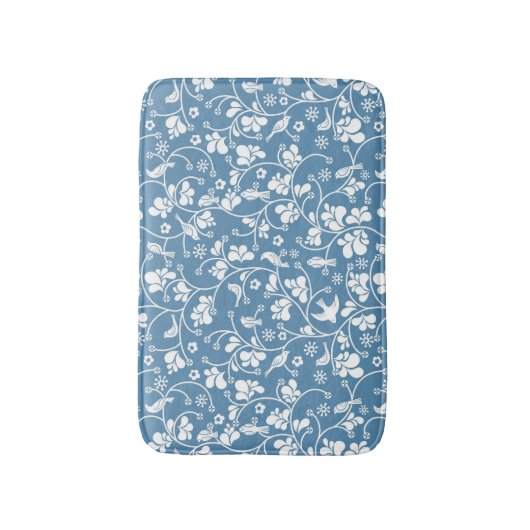 patroon met vogels en planten sierbloem badmat (Voorkant Verticaal)