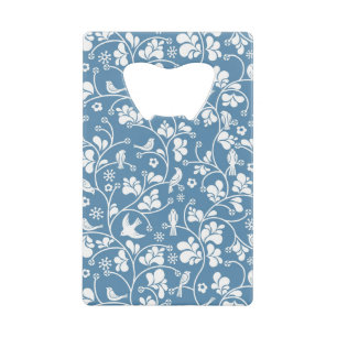 patroon met vogels en planten sierbloem creditkaart flessenopener