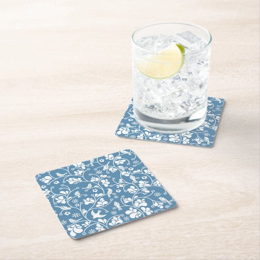 patroon met vogels en planten sierbloem kartonnen onderzetters (Insitu)