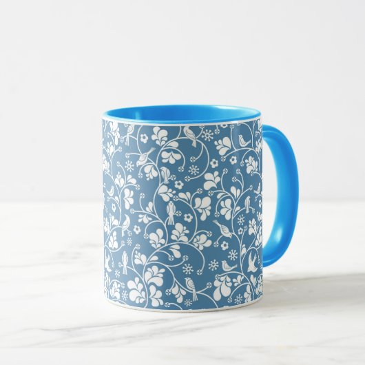 patroon met vogels en planten sierbloem mok (Voorkant rechts)