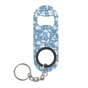 patroon met vogels en planten sierbloem sleutelhanger flessenopener