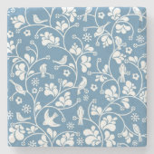 patroon met vogels en planten sierbloem stenen onderzetter (Voorkant)