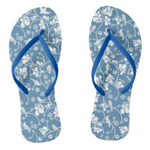 patroon met vogels en planten sierbloem teenslippers