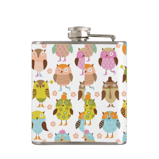 patroon met vogels heupfles (Achterkant)