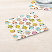 patroon met vogels kartonnen onderzetters (Schuin)