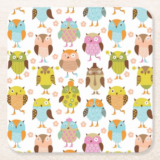 patroon met vogels kartonnen onderzetters (Voorkant)