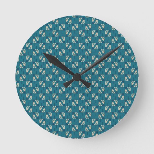 patroon met vogels ronde klok (Voorkant)