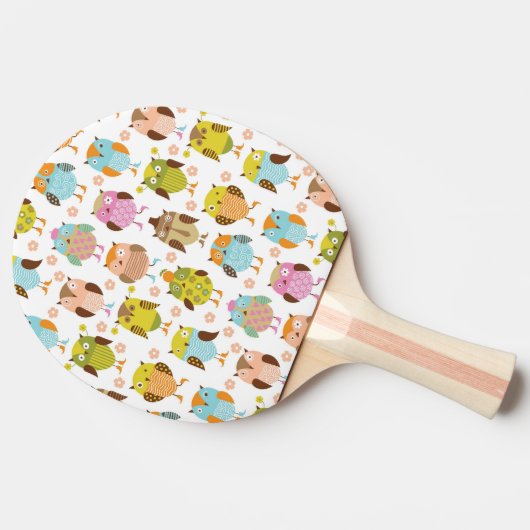 patroon met vogels tafeltennisbatje (Zijkant)