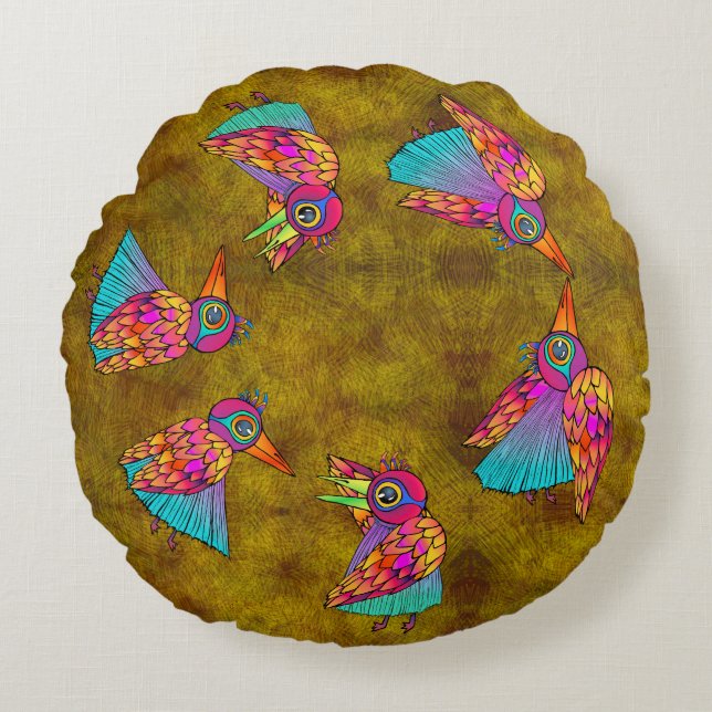 Patroon met vogelwezens rond kussen (Voorkant)