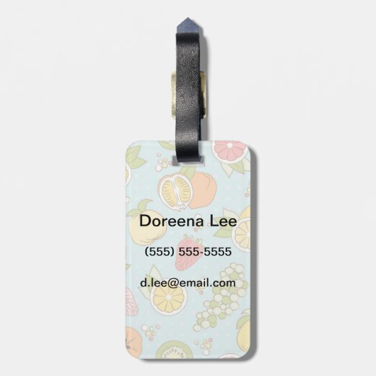 Patroon met vruchten en bessen bagagelabel (Achterkant verticaal)