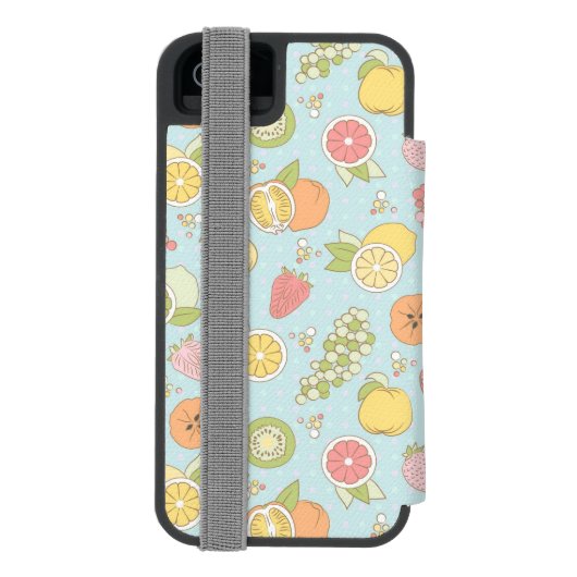 Patroon met vruchten en bessen incipio iPhone portemonnee hoesje (Agenda Achterkant)