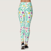 Patroon met waterverf lijnen en bloemen leggings (Achterkant)