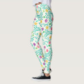 Patroon met waterverf lijnen en bloemen leggings (Links)