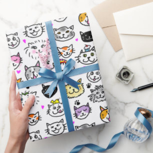 Patroon met wielkatten cadeaupapier
