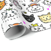 Patroon met wielkatten cadeaupapier (Rol Hoek)