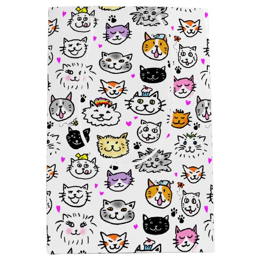 Patroon met wielkatten medium cadeauzakje (Voorkant)