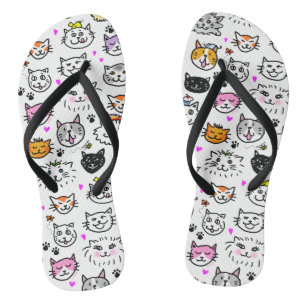 Patroon met wielkatten teenslippers
