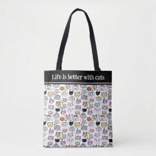 Patroon met wielkatten tote bag