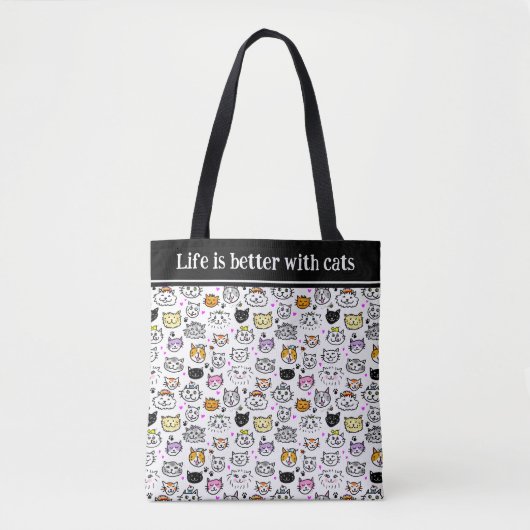 Patroon met wielkatten tote bag (Voorkant)