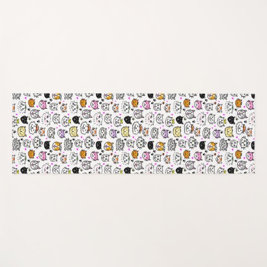 Patroon met wielkatten yogamat (Voorkant (horizontaal))
