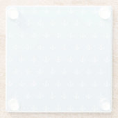 Patroon met witte ankers op blauw glazen onderzetter (Achterkant)