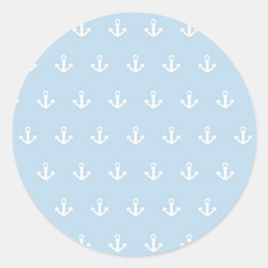 Patroon met witte ankers op blauw ronde sticker (Voorkant)