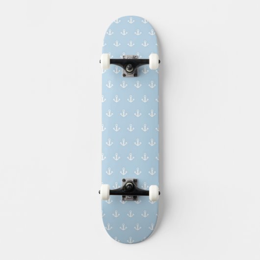 Patroon met witte ankers op blauw skateboard (Voorkant)