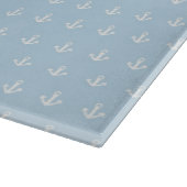 Patroon met witte ankers op blauw snijplank (Hoek)