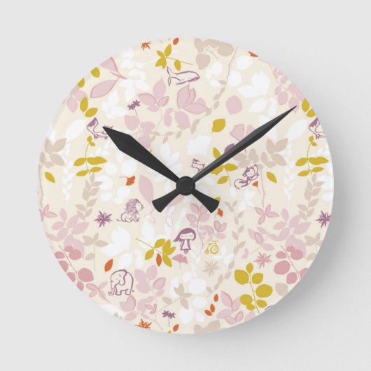 patroon met witte dieren ronde klok (Voorkant)