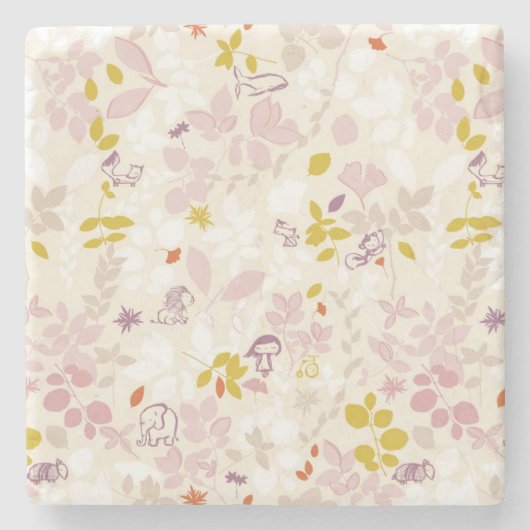 patroon met witte dieren stenen onderzetter (Voorkant)