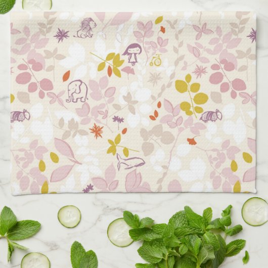 patroon met witte dieren theedoek (Gevouwen)