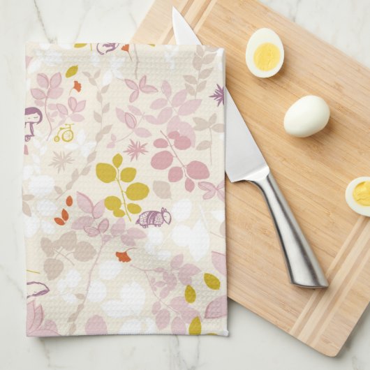 patroon met witte dieren theedoek (Quarter Fold)