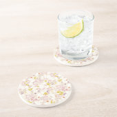 patroon met witte dieren zandsteen onderzetter (Zijkant)