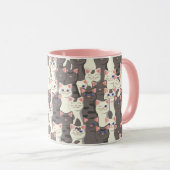 Patroon met witte en grijze katten mok (Voorkant rechts)