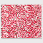 Patroon met witte en rode Floral Damasvaten Cadeaupapier (Vlak)