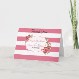 Patroon met witte en roze strepen - Hartelijk dank Bedankkaart