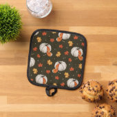 Patroon met witte pompoenen pannenlap (Top down)