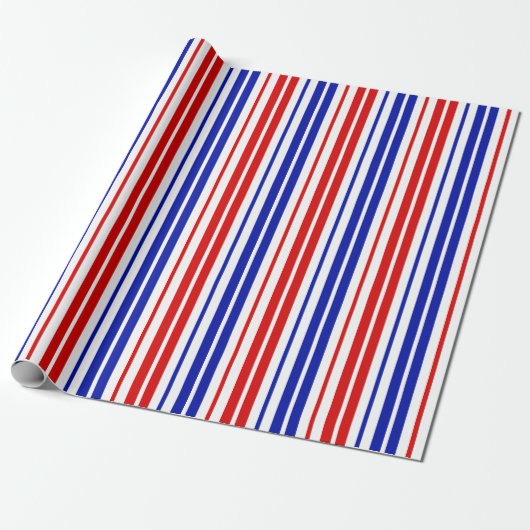 Patroon met witte rode blauwe strepen cadeaupapier (Uitgerold)