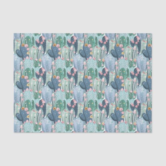 Patroon met zachte patel Cactus Tissuepapier (Voorkant)