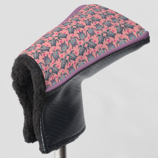 Patroon met zeeschildpadden golfheadcover (3/4 voorkant)