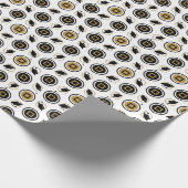 Patroon met zwarte en goudkleurige dop cadeaupapier (Hoek)