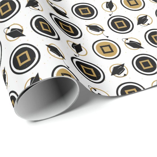 Patroon met zwarte en goudkleurige dop cadeaupapier (Rol Hoek)