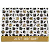 Patroon met zwarte en goudkleurige dop groot cadeauzakje (Voorkant)