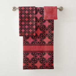 Patroon met zwarte en rode diamantketens bad handdoek