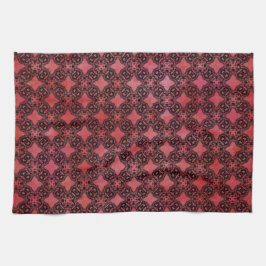 Patroon met zwarte en rode diamantketens theedoek