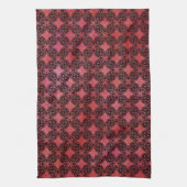 Patroon met zwarte en rode diamantketens theedoek (Verticaal)