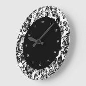 Patroon met zwarte en witte barokbloemen grote klok (Hoek)