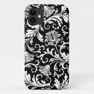 patroon met zwarte en witte Floral Damascus Case-Mate iPhone Case